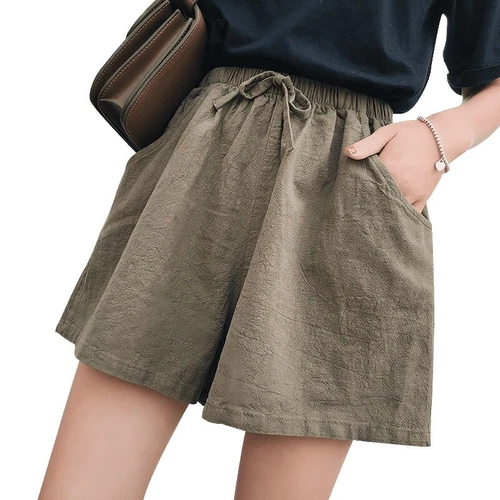 Lady Women Cotton Linen Baggy Shorts Pants Casual Wide Leg Oversized Summer Cute - Bild 11 von 21