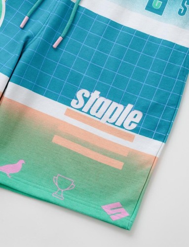 Brand New Mens Staple Princeton AOP Sweatshort Aqua - Picture 2 of 3