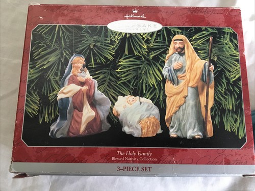 HALLMARK KEEPSAKE ORNAMENTS THE HOLY FAMILY NATIVITY SCENE 3 PIECE SET 1998 - Picture 5 of 7