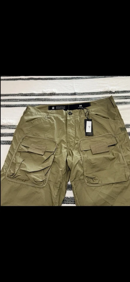 Shorts verde oliva fumaça carga regular G-Star 3D novo com etiquetas utilitário de vestuário de trabalho novo com etiquetas 38 - Imagem 4 de 4