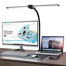 LED Desk Lamp with Two Heads, Clamp On Desk Lamps, 12W, 2000 LMS, CRI 90, 5 C...