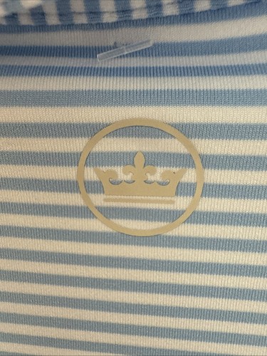 Peter Millar Polo Shirt Mens M Blue White Stripe Summer Comfort Golf Casual NEW - Picture 8 of 9