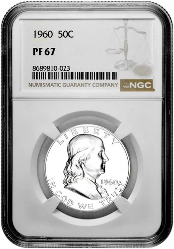 1960 50C Proof Silver Franklin Half Dollar NGC Graded PF 67 in New Holder