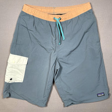 Patagonia Baggies Blue Gray Lined Cargo Swim Board Shorts - Boys Size XXL
