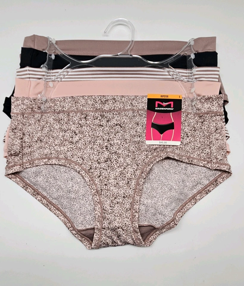 MAIDENFORM 5 Pk Mujer S M L Hipster Microfibra Bragas Beige Negro Marrón Desnudo Foto 2 de 4