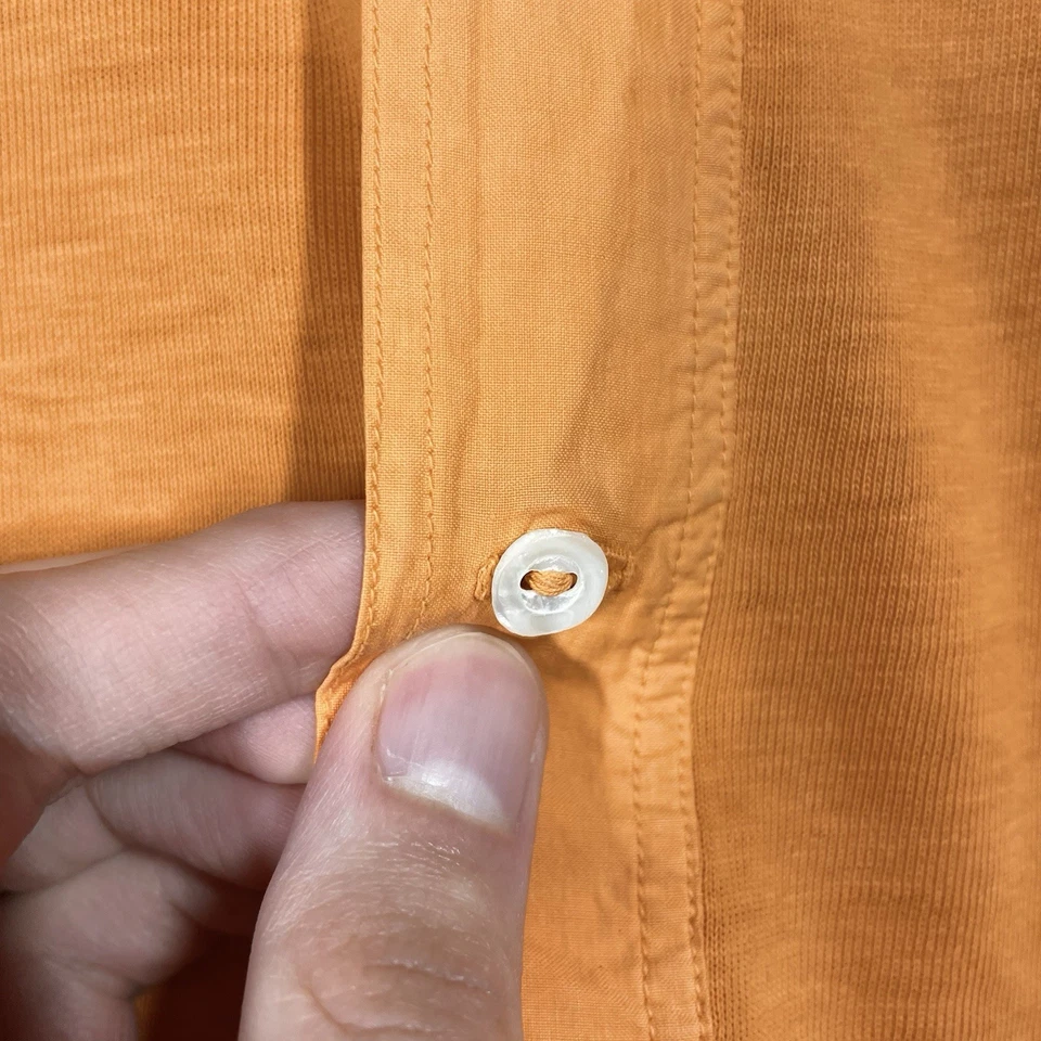 VINTAGE 30s 40s German Henley T Shirt Medium Overdyed Orange MOP Buttons 1940s - Image 4 of 4