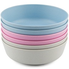 Bamboo Bowls - Set of 6-18 oz Bamboo Dishes for Kids  Adults - Dishwasher Sa...
