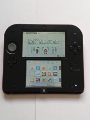 Nintendo 2DS Konsole. Schwarz/Rot. USB C Ladebuchse. 16GB SD