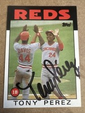 1986 Topps #85 TONY PEREZ Signed AUTOGRAPHED Signed Card Cincinnati Reds