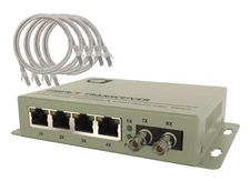 4 Port RJ-45 Gigabit Ethernet to Multimode ST 850nm Fiber Media Converter | M...