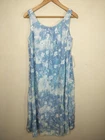 Woman Within Maxi Dress Size 14 / 16 Batik Floral Blue Sleeveless