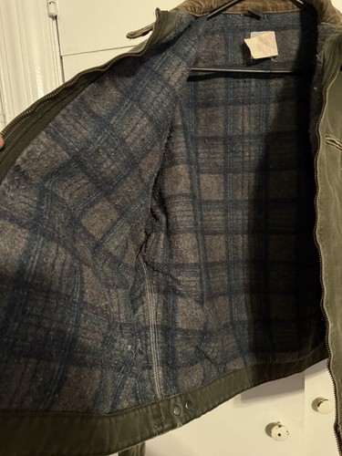 VTG Carhartt JB1266 Blanket-Lined Washed Duck Detroit Jacket, Dark Olive 1995 XL - Picture 20 of 24