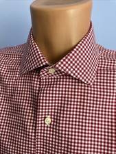 Brooks Brothers L/S Button Dress Shirt 16.5 x 34/35 Red White Check NON IRON