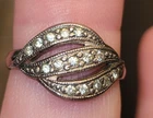 Antique Vintage Sterling Silver Genuine Round-Cut Three Tier Diamond Ring Size 6