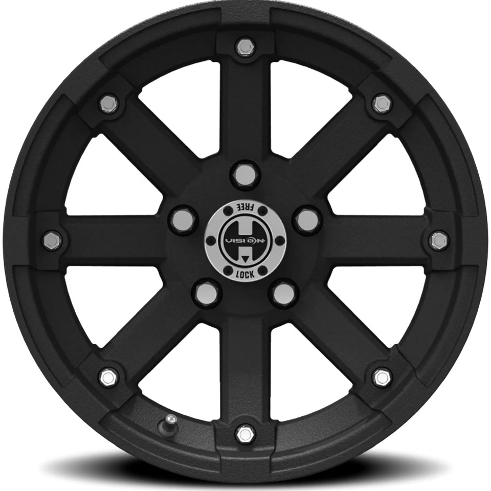 (Set of 4) Vision UTV 393 Lockout 12x8 5x4.5" Matte Black Wheels Rims 12" Inch Foto 4 de 4