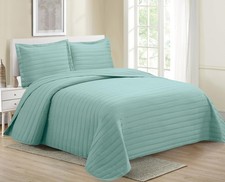MK Collection Embossed Modern Quilt Oversized Coverlet Bedspread Set Solid Color