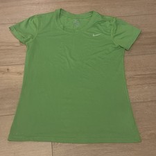 Nike Shirt Womens Medium Green Crew Neck Dri Fit Short Sleeves Tee