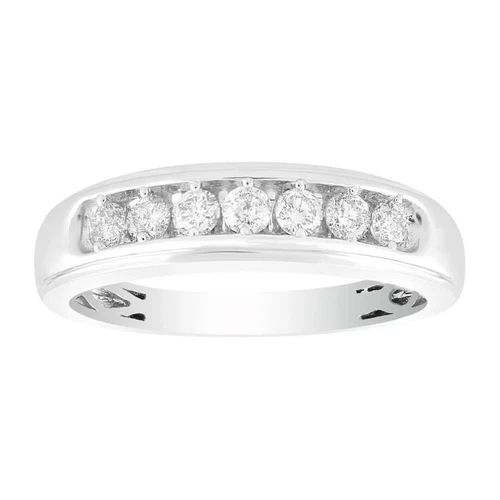 Men's 0.50ct Round Natural Diamond Band in 10k White Gold