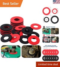 Fiber Battery Terminal Washers Set, 12 Pcs in Red & Black for Voltage Protection