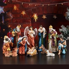 Nativity Sets for Christmas Indoor Set of 13 Pieces 9.8 Inch Tall Nativity Sc...