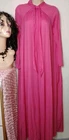 Vtg Lingerie Bright Pink Nylon Robe Maxi Gown Light Flaws See Measurements