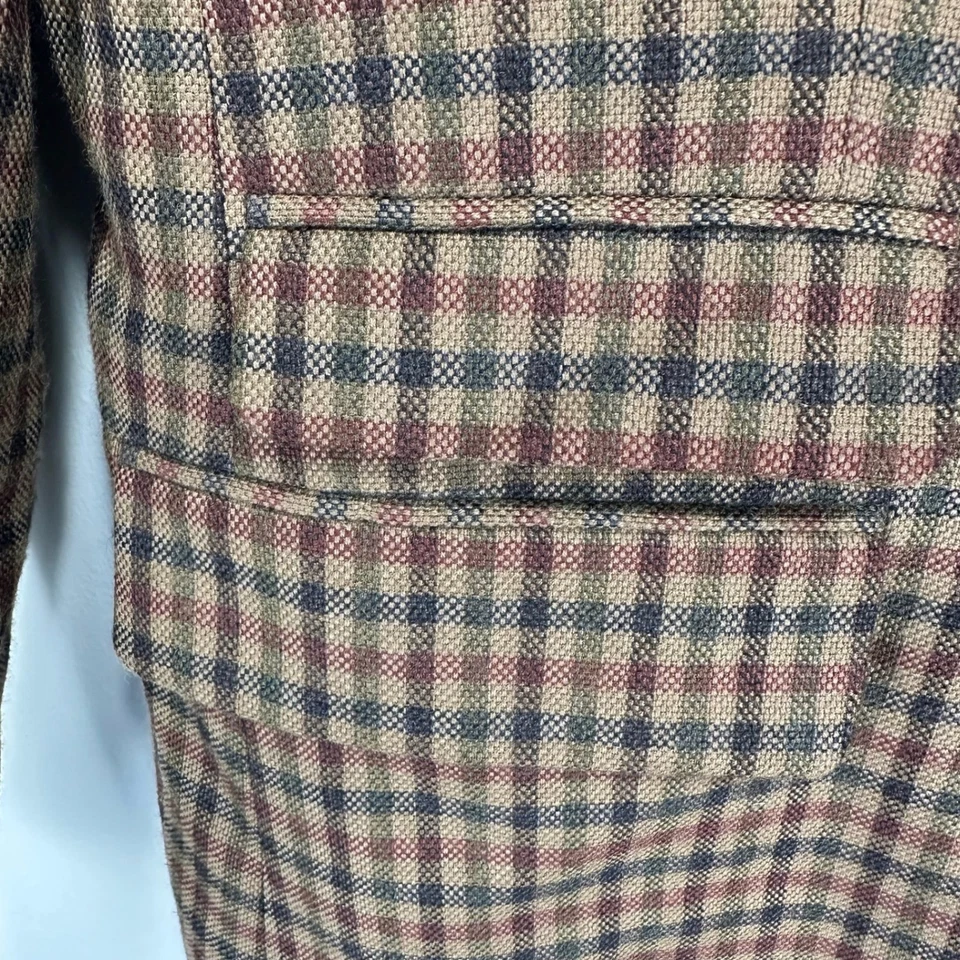 Abrigo Blazer Deportivo Alan River Mezcla Lana Hombre 40R Marrón Verde Rojo Cuadros Doble Foto 3 de 4