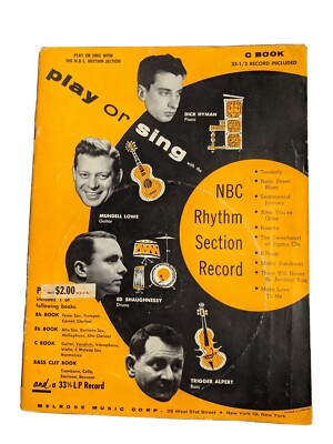 Play or Sing NBC Rhythm Section Record Sheet Music 1954 - No Record
