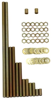 64 pc Lamp Repair Hardware Set, 12'' Lamp Pipe, Pipe Nipples, Washers, Lock Nuts