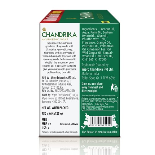 Chandrika Ayurvedic Soaps Glowing Radiant Skin Bathing Bar Each 125g Pack Of 6 - Picture 5 of 5