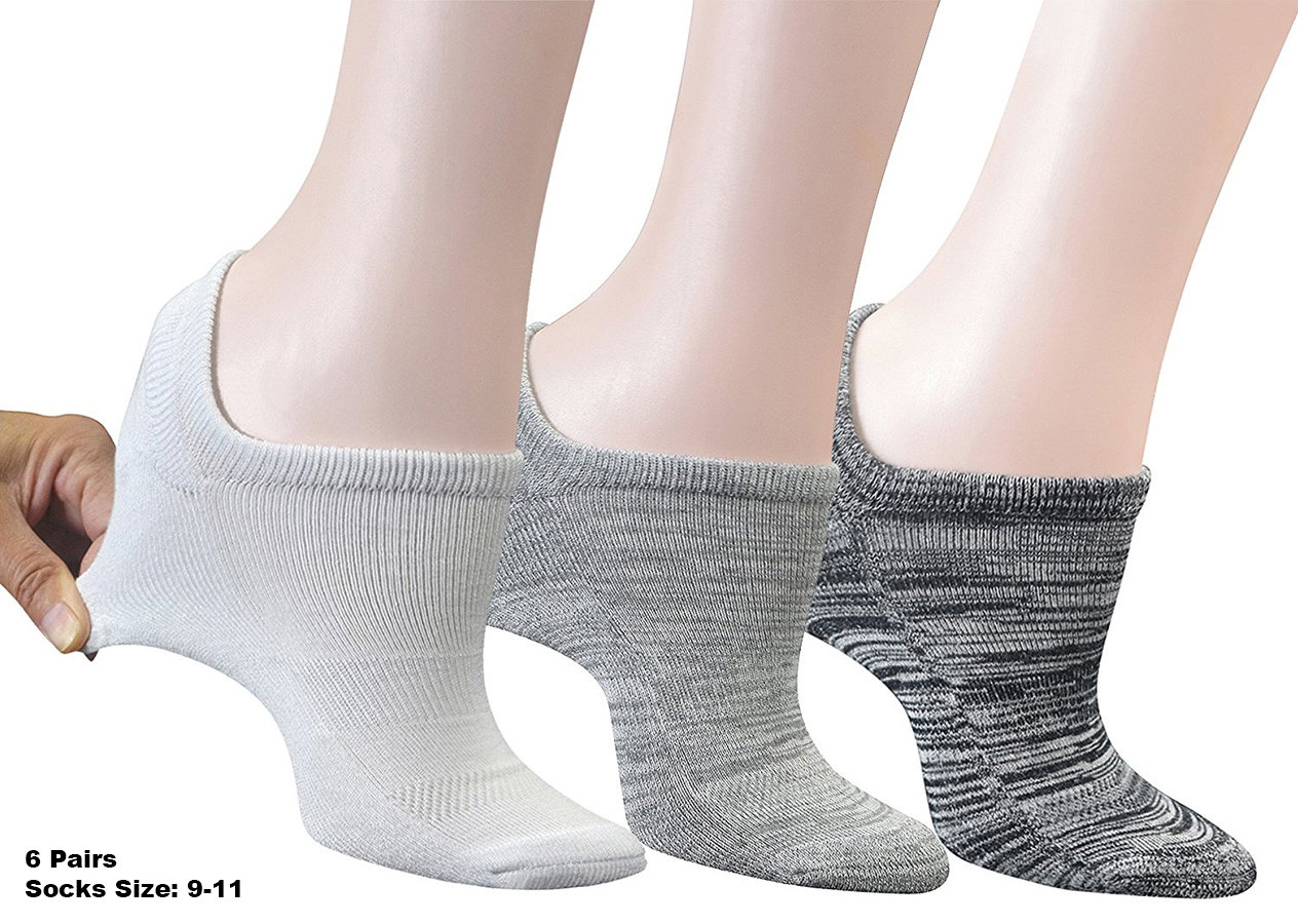 SAOLA Calze donna bambù atletiche no show grip tacco suola ammortizzata punta senza cuciture WF01