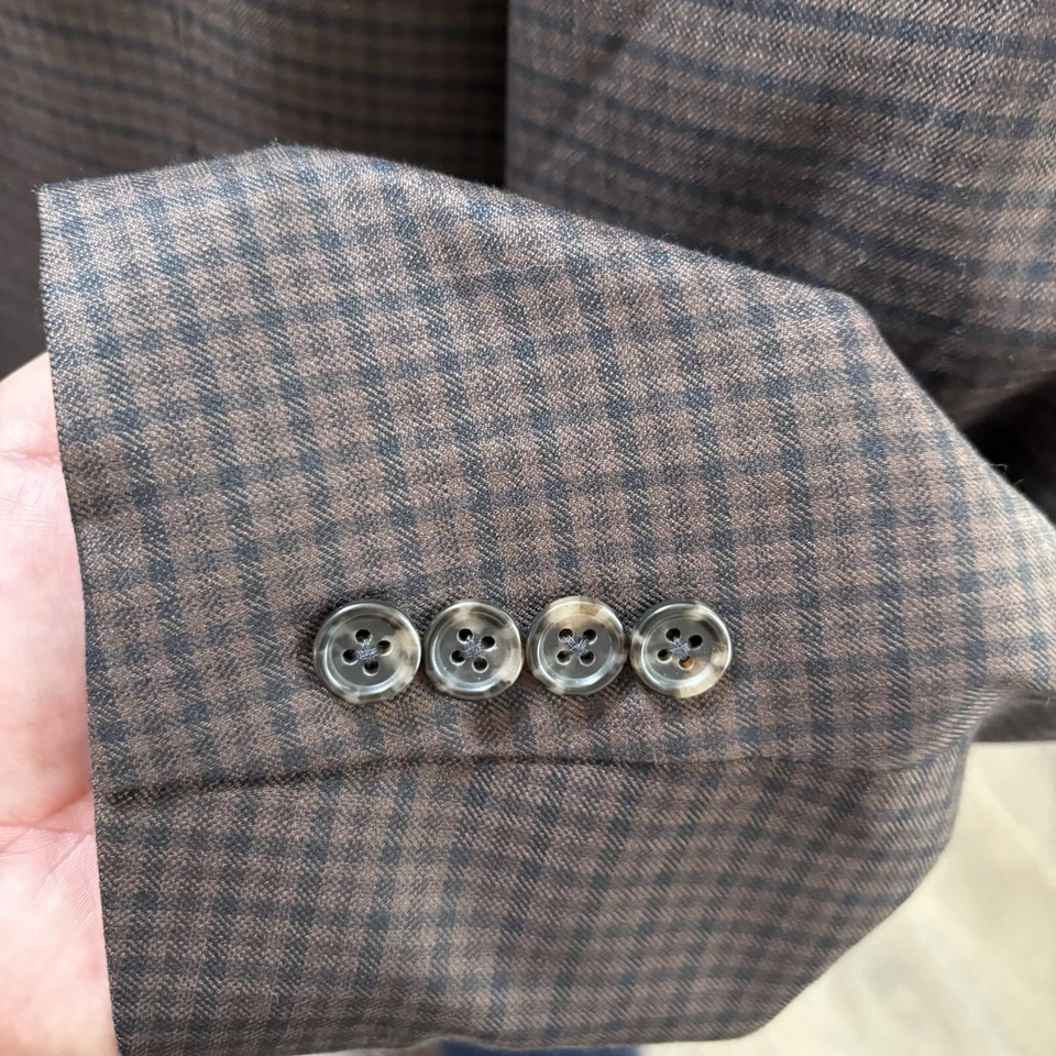 Abrigo Blazer Deportivo Jos A Bank Para Hombres Talla 46R Marrón Dos Botones Chaqueta a Cuadros a Cuadros Foto 2 de 4