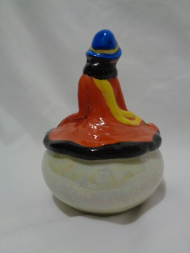 Old Trico Nagoya Japan Art Deco Figural Lady Vanity Dresser Powder Jar - Picture 4 of 11