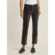 FRAME Le High Straight Velveteen Pants Charcoal Greyish Brown 27