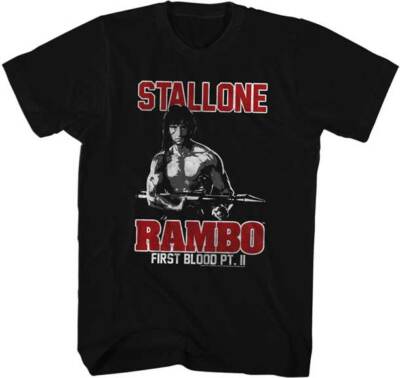 Rambo First Blood Pt 2 Sylvester Stallone Men's T Shirt 80's Movie Merch