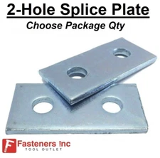 2-Hole Flat Splice Plate for Unistrut B-Line Channel #4612 P1065 Zinc / EG
