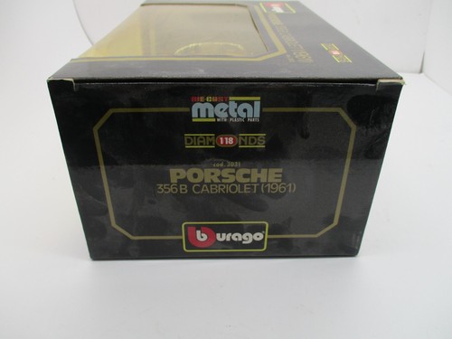 Burago - 1961 Porsche 356B Cabriolet Yellow 1/18 Scale Diecast Car - Picture 5 of 6