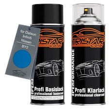 Autolack Spraydosen Set für Datsun Infiniti Nissan BY2 Shock Blue Basis Klarlack