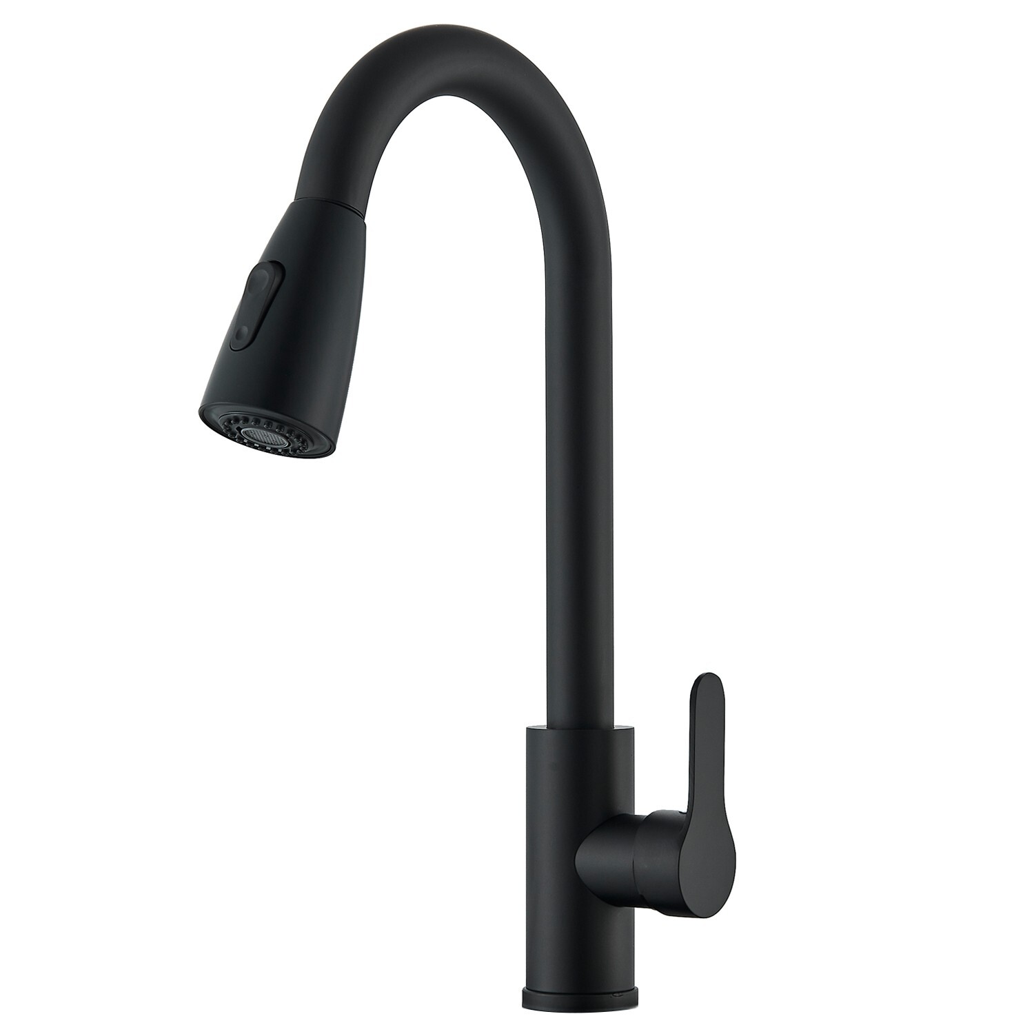 Matte Black Kitchen Sink Faucet Pull Out Sprayer Single Hole For RV Farmhouse