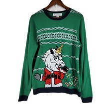 Jolly Sweaters Ugly Christmas Party Sweater Glitzy Unicorn Jeweled Size Medium