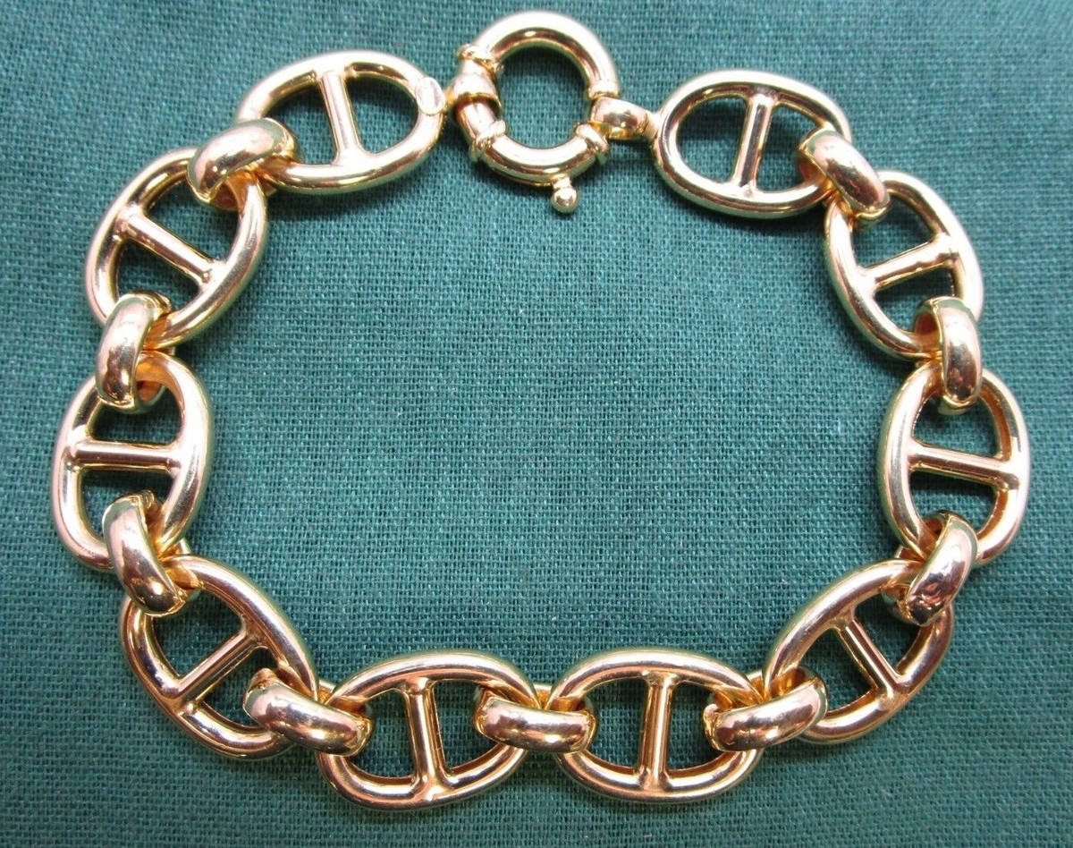 GOLDEN CLEF - 1758 AR Italy - 14k Gold Anchor Link Mariner Bracelet / 10.2 g