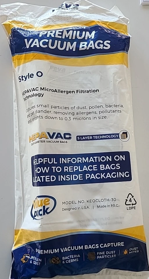 10 PACK!! Type O Premium Vacuum Bags HEPA Cloth for Kenmore 53294 Upright - Image 2 of 2