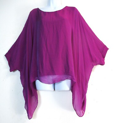 Lagenlook Ladies 30% Silk70% Viscose Kaftan style Lined Top One Size: Regular