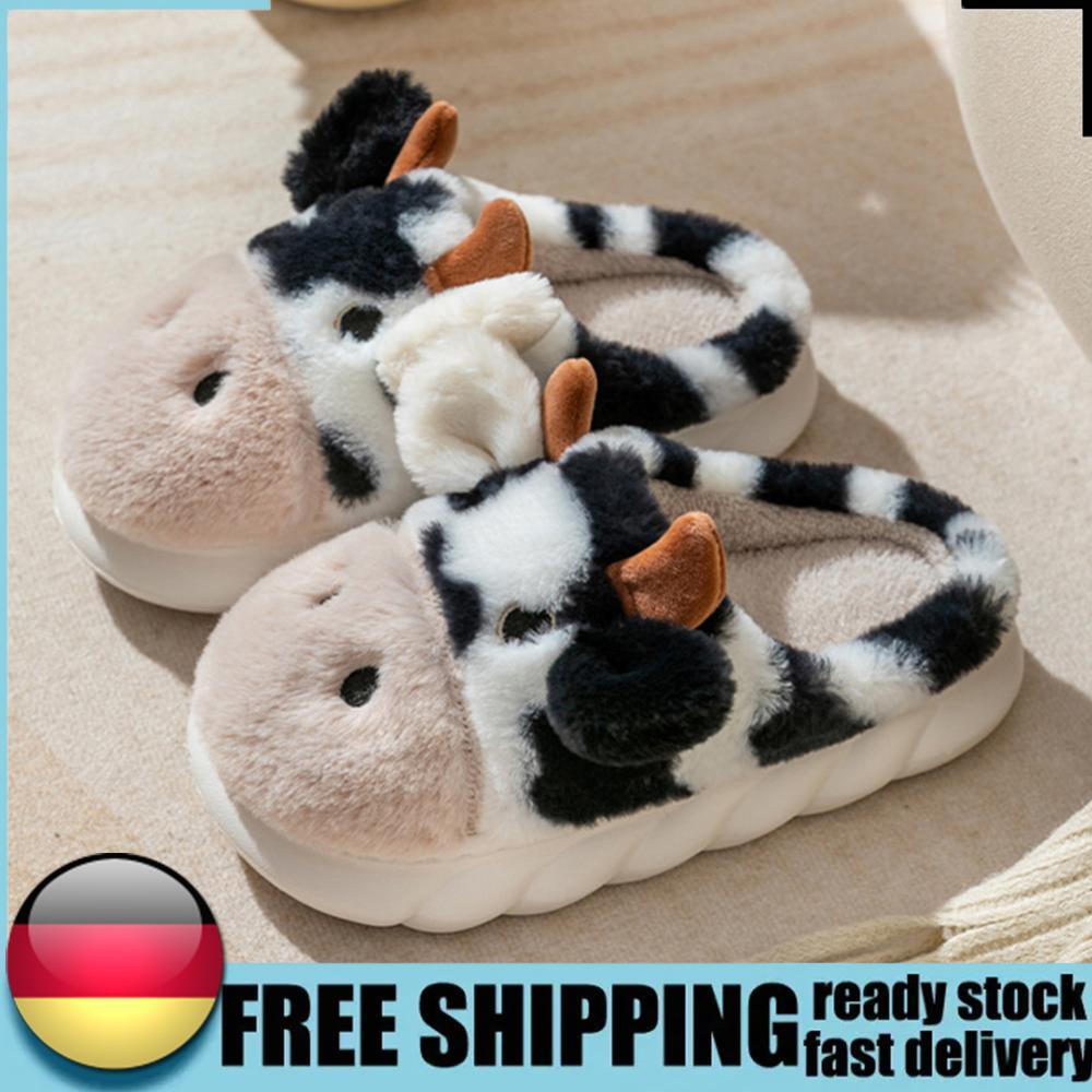 APL Pantofole mucca peluche casa ciabatte antiscivolo pantofole calde morbide per donna uomo