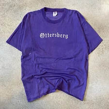 Vintage 80s Ottersberg Tee Shirt Size Large Germany Old English Over Dye Travel