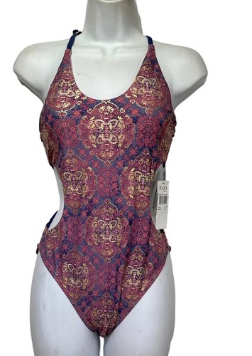 ibiza swimwear purple geometric monokini macrome One Piece SwimSuit Size S