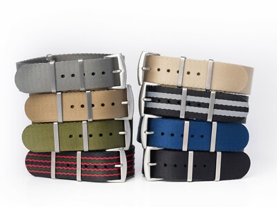 22mm Premium THIN Military Woven Seat Belt Nylon Watch Strap