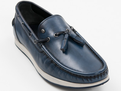 New Roberto Serpentini Blue boat with tassels  Leather shoes Size 40 US 7