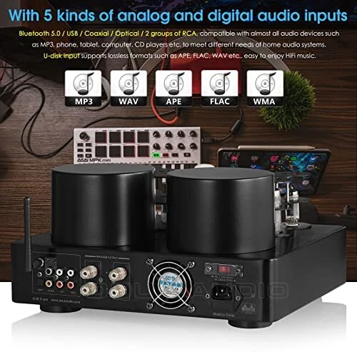 Nobsound 6U1 6A2 ECH81 HiFi Bluetooth 5.0 Vacuum Tube Power Amplifier COAX OPT - Image 4 of 4