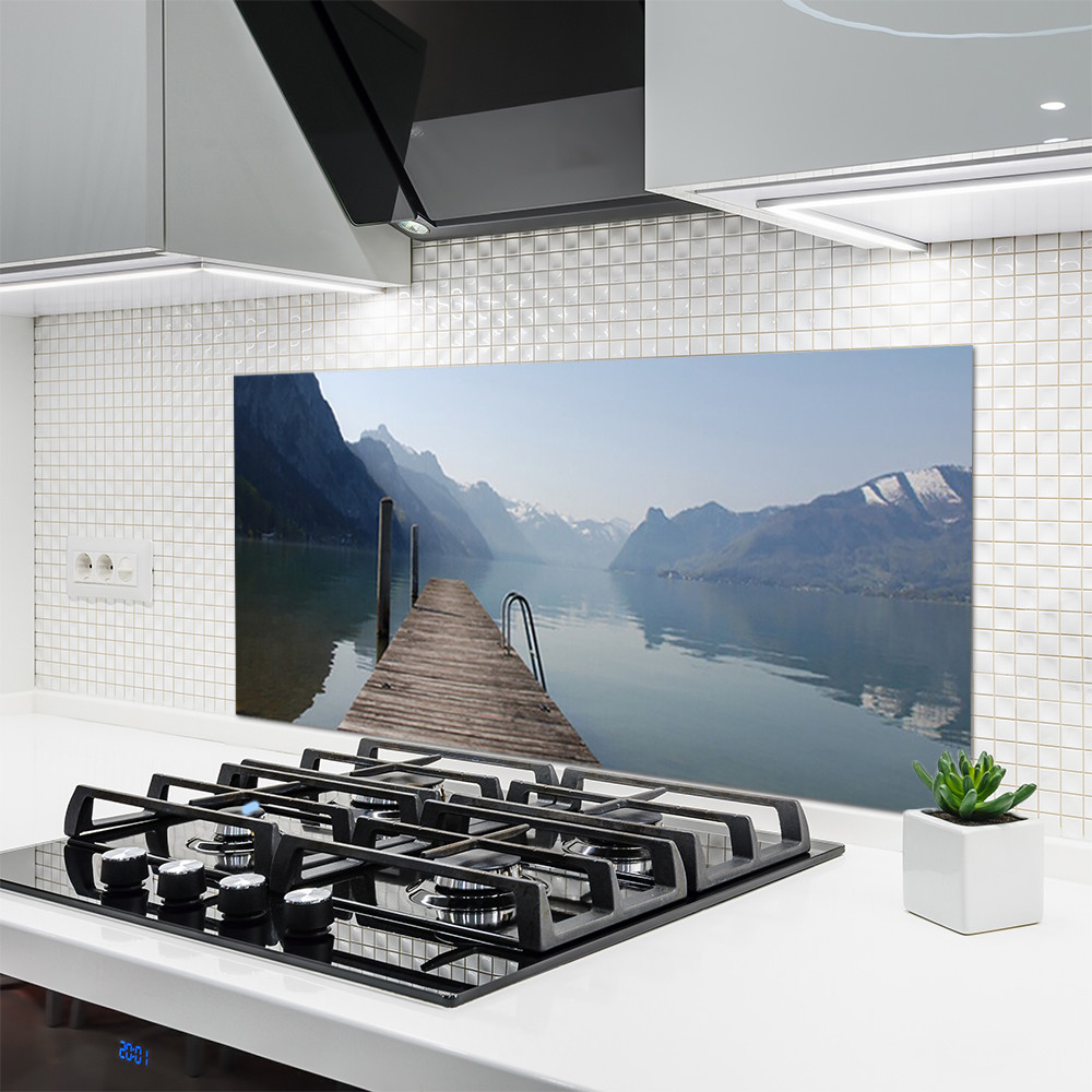 Crédence de cuisine en verre trempé 120x60 cm au design architectural premium