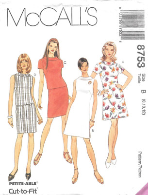 Uncut McCall's Sewing Pattern # 8753 Misses' Dress, Top and Skirt Size: 8-10-12